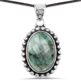 25.10 ct. Genuine Emerald .925 Sterling Silver Pendant
