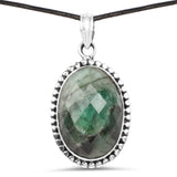 25.10 ct. Genuine Emerald .925 Sterling Silver Pendant