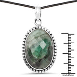 25.10 ct. Genuine Emerald .925 Sterling Silver Pendant