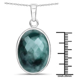 25.10 Carat Genuine Emerald .925 Sterling Silver Pendant