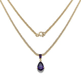 14K Yellow Gold Plated 2.82 Carat Genuine Amethyst & White Topaz .925 Sterling Silver Pendant