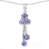 1.68 Carat Genuine Tanzanite & White Topaz .925 Sterling Silver Pendant