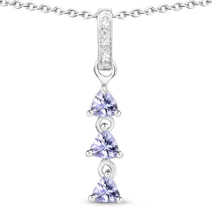 0.71 ct. Genuine Tanzanite and White Topaz .925 Sterling Silver Pendant