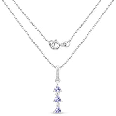 0.71 ct. Genuine Tanzanite and White Topaz .925 Sterling Silver Pendant