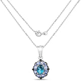 2.57 Carat Genuine London Blue Topaz and Tanzanite .925 Sterling Silver Pendant