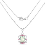2.83 Carat Genuine Green Amethyst and Ruby .925 Sterling Silver Pendant