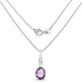 3.34 Carat Genuine Amethyst and White Sapphire .925 Sterling Silver Pendant