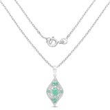 1.23 Carat Genuine Emerald & White Topaz .925 Sterling Silver Pendant