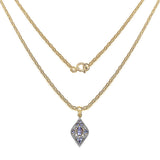 14K Yellow Gold Plated 1.42 Carat Genuine Tanzanite & White Topaz .925 Sterling Silver Pendant