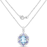 8.76 Carat Genuine Blue Topaz and Tanzanite .925 Sterling Silver Pendant