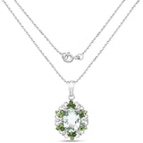 6.47 Carat Genuine Green Amethyst and Chrome Diopside .925 Sterling Silver Pendant