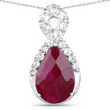 8.97 Carat Dyed Ruby and White Topaz .925 Sterling Silver Pendant