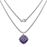 10.18 Carat Genuine Amethyst & Tanzanite .925 Sterling Silver Pendant