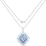10.28 Carat Genuine Blue Topaz and Tanzanite .925 Sterling Silver Pendant