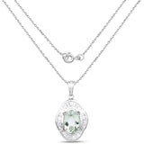 6.76 Carat Genuine Green Amethyst and White Topaz .925 Sterling Silver Pendant