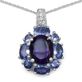 3.28 Carat Genuine Amethyst & Tanzanite .925 Sterling Silver Pendant