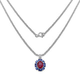 3.96 Carat Genuine Ruby & Tanzanite .925 Sterling Silver Pendant