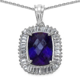 10.01 Carat Genuine Amethyst & White Topaz .925 Sterling Silver Pendant