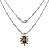 13.34 Carat Genuine Smoky Quartz, Citrine & White Topaz .925 Sterling Silver Pendant