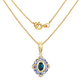 14K Yellow Gold Plated 1.10 Carat Genuine London Blue Topaz & Tanzanite .925 Sterling Silver Pendant