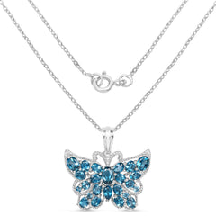4.81 Carat Genuine London Blue Topaz .925 Sterling Silver Pendant