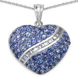 4.17 Carat Genuine Tanzanite & White Topaz .925 Sterling Silver Pendant