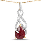 14K Yellow Gold Plated 7.48 Carat Dyed Ruby .925 Sterling Silver Pendant