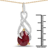 14K Yellow Gold Plated 7.48 Carat Dyed Ruby .925 Sterling Silver Pendant