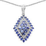 1.47 Carat Genuine Tanzanite .925 Sterling Silver Pendant
