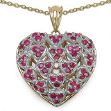 14K Yellow Gold Plated 1.62 Carat Genuine Ruby .925 Sterling Silver Pendant