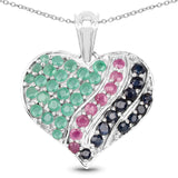 2.62 Carat Genuine Multi Stone .925 Sterling Silver Pendant