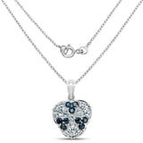 2.73 Carat Genuine Blue Sapphire and Aquamarine .925 Sterling Silver Pendant