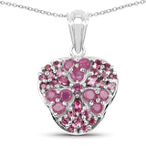 2.55 Carat Genuine Rhodolite & Ruby .925 Sterling Silver Pendant