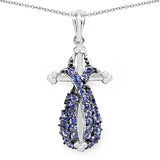 1.74 Carat Genuine Tanzanite .925 Sterling Silver Pendant