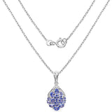 2.08 Carat Genuine Tanzanite & White Diamond .925 Sterling Silver Pendant