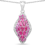 2.49 Carat Genuine Ruby, Rhodolite and White Diamond .925 Sterling Silver Pendant