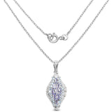 2.15 Carat Genuine Tanzanite, Blue Topaz and White Diamond .925 Sterling Silver Pendant