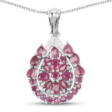 3.58 Carat Genuine Ruby & White Topaz .925 Sterling Silver Pendant