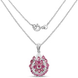 3.58 Carat Genuine Ruby & White Topaz .925 Sterling Silver Pendant