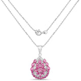 3.50 Carat Genuine Ruby and White Topaz .925 Sterling Silver Pendant