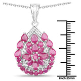 3.50 Carat Genuine Ruby and White Topaz .925 Sterling Silver Pendant