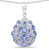 2.64 Carat Genuine Tanzanite and White Topaz .925 Sterling Silver Pendant