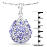 2.64 Carat Genuine Tanzanite and White Topaz .925 Sterling Silver Pendant