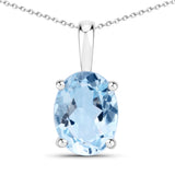 2.00 ct Genuine Blue Topaz .925 Sterling Silver Pendant