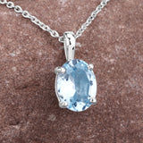 2.00 ct Genuine Blue Topaz .925 Sterling Silver Pendant