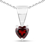 14K White Gold Plated 0.32 Carat Genuine Garnet Sterling Silver Pendant