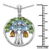 3.40 Carat Genuine Blue Topaz, Peridot & Citrine .925 Sterling Silver Pendant