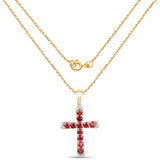 14K Yellow Gold Plated 3.30 Carat Genuine Rhodolite .925 Sterling Silver Pendant
