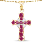 14K Yellow Gold Plated 2.67 Carat Genuine Glass Filled Ruby Brass Pendant