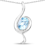 2.55 Carat Genuine Blue Topaz .925 Sterling Silver Pendant